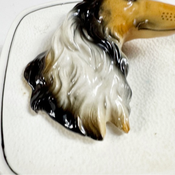 Vintage Grantcrest Japan Dog Plaque MCM Retro Wall Pocket Decor Collie Kitsch - Picture 6 of 13